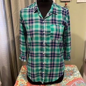 Hollister Blue & Green Plaid Top